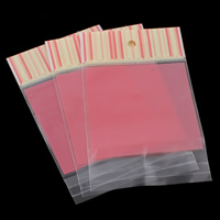 OPP Itsetiivistyvät Bag, Suorakulmio, läpinäkyvä, vaaleanpunainen, 100x170mm, Reikä:N. 8mm, 1000PC/laukku, Myymät laukku