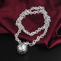 Ожерелья из латуни, Латунь, Круглая, плакированный настоящим серебром, с 925 логотипом & цепь из круглых кольц & отверстие, не содержит никель, свинец, 6mm, длина:Приблизительно 18 дюймовый, 20пряди/Лот, продается Лот