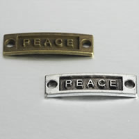 Tibetan Style Connector Bar, Rectangle, word peace, plated, 1/1 loop, more colors for choice, nickel, lead & cadmium free, 38x10x2mm, 500PCs/Lot, Sold By Lot