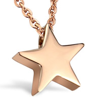 Titanium Steel Pendants, Star, rose gold color plated, 9mm, Hole:Approx 2-5mm, 3PCs/Bag, Sold By Bag
