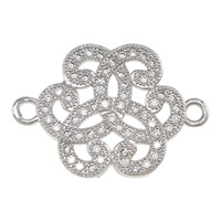 Cubic Zirconia Micro Pave Brass Connector, Flower, platinum plated, micro pave cubic zirconia & 1/1 loop, nickel, lead & cadmium free, 24x16.50x3mm, Hole:Approx 1.5mm, 20PCs/Lot, Sold By Lot