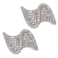 Cubic Zirconia Micro Pave Brass European Beads, platinum plated, micro pave cubic zirconia & without troll & hollow, nickel, lead & cadmium free, 19x12x4mm, Hole:Approx 5mm, 10PCs/Lot, Sold By Lot