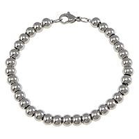 304 Stainless Steel Bracelet, ball chain, original color, 4x6mm, Length:Approx 7.2 Inch, 30Strands/Lot, Sold By Lot