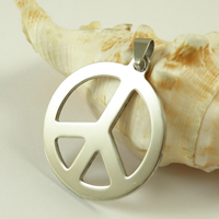 Stainless Steel Pendants, Peace Logo, original color, nickel, lead & cadmium free, 35x35x16mm, Hole:Approx 2mm, 50PCs/Lot, Sold By Lot