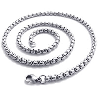 Nerezová ocel řetěz náhrdelník, Nerez, různé délky pro volbu & Rolo řetěz, Původní barva, nikl, olovo a kadmium zdarma, 3mm, 30/
