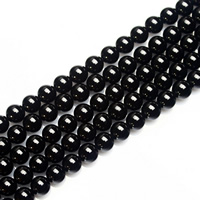 Natürliche schwarze Achat Perlen, Schwarzer Achat, rund, verschiedene Größen vorhanden, Bohrung:ca. 1-1.2mm, verkauft per ca. 16 ZollInch Strang