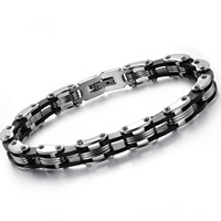 Titanium Steel Bracelet, with Silicone, 8mm, Length:Approx 8.5 Inch, 3Strands/Bag, Sold By Bag