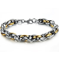 Titanium Steel Bracelet, plated, two tone, 10mm, Length:Approx 8.5 Inch, 3Strands/Bag, Sold By Bag