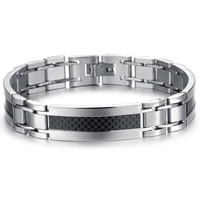 Titanium Steel Bracelet, with Bamboo Charcoal Fiber, 30x12mm, Length:Approx 8 Inch, 3Strands/Bag, Sold By Bag