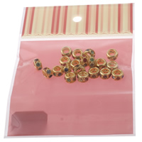 Brass Spacer Beads, Rondelle, gold color plated, with rhinestone, multi-colored, nickel, lead & cadmium free, 10x6mm, 100x170mm, Hole:Approx 4mm, 20PCs/Bag, Sold By Bag
