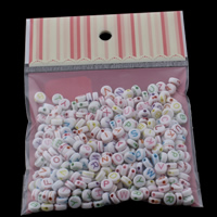 Perles acrylique alphabet, mélangé & couleur solide, 7x3mm, 100x170mm, Trou:Environ 1mm, Environ 240PC/sac, Vendu par sac