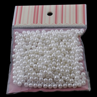 ABS Plastic Beads, Round, imitation pearl, white, 6x6mm, 100x170mm, Hole:Approx 1mm, Approx 350PCs/Bag, Sold By Bag