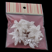ABS Kunststoff Perlkappen, Blume, Nachahmung Perle, weiß, 46x56x12mm, 100x170mm, Bohrung:ca. 2mm, 5PCs/Tasche, verkauft von Tasche