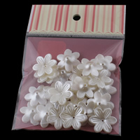 ABS Plastic Bead Cap, Flower, imitation pearl, white, 26x6mm, 100x170mm, Hole:Approx 1mm, 30PCs/Bag, Sold By Bag