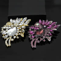 Crystal Brooch Zinc Alloy with Crystal Flower plated faceted & with rhinestone mixed colors nickel lead & cadmium free Sold By Bag