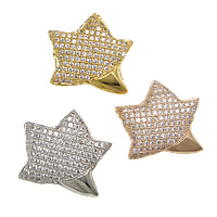Perles cubes en laiton zircon Micro Pave, étoile, Placage, pavé de micro zircon & creux, plus de couleurs à choisir, protéger l'environnement, sans nickel, plomb et cadmium, 21x18x4.50mm, Trou:Environ 1mm, 10PC/lot, Vendu par lot