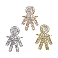Cubic Zirconia Micro Pave Brass Connector, Boy, plated, micro pave cubic zirconia & 1/1 loop, more colors for choice, nickel, lead & cadmium free, 13x19x2mm, Hole:Approx 1.5mm, 10PCs/Lot, Sold By Lot