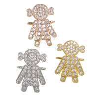 Cubic Zirconia Micro Pave Brass Connector, Girl, plated, micro pave cubic zirconia & 1/1 loop, more colors for choice, nickel, lead & cadmium free, 13x18x2mm, Hole:Approx 1.5mm, 10PCs/Lot, Sold By Lot