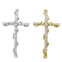 Cubic Zirconia Micro Pave Brass Connector Wrapped Cross plated micro pave cubic zirconia & 1/1 loop nickel lead & cadmium free Approx 1mm Sold By Lot