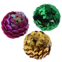 Acryl Perle, mit Kunststoff Pailletten, rund, gemischte Farben, 20mm, Bohrung:ca. 2mm, 100PCs/Tasche, verkauft von Tasche