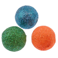 Acryl Perle, rund, buntes Pulver, gemischte Farben, 20mm, Bohrung:ca. 2mm, 100PCs/Tasche, verkauft von Tasche
