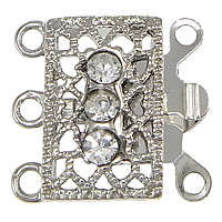 Brass Box Clasp Rectangle platinum color plated  & with rhinestone & hollow nickel lead & cadmium free Approx 1mm Sold By Lot