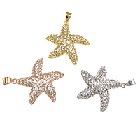 Cubic Zirconia Micro Pave Brass Pendant, Starfish, plated, micro pave cubic zirconia, more colors for choice, nickel, lead & cadmium free, 20x21.50x4mm, Hole:Approx 3x3mm, 15PCs/Lot, Sold By Lot