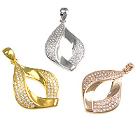 Cubic Zirconia Micro Pave Brass Pendant, Horse Eye, plated, micro pave cubic zirconia, more colors for choice, nickel, lead & cadmium free, 16.50x24.50x2mm, Hole:Approx 3x2.5mm, 15PCs/Lot, Sold By Lot