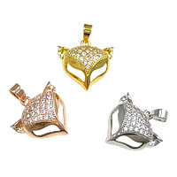 Cubic Zirconia Micro Pave Brass Pendant, Fox, plated, micro pave cubic zirconia, more colors for choice, nickel, lead & cadmium free, 15.50x15x3mm, Hole:Approx 3x3mm, 20PCs/Lot, Sold By Lot
