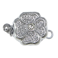 Brass Box Clasp Flower platinum color plated with rhinestone & single-strand nickel lead & cadmium free Approx 1mm Sold By Lot