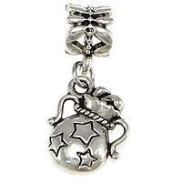 European Style Zinc Alloy Dangle Beads Money Bag antique silver color plated with star pattern & without troll nickel lead & cadmium free 27mm Approx 5mm Sold By Lot