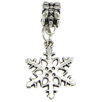 European Style Tibetan Style Dangle Beads, Snowflake, antique silver color plated, without troll, nickel, lead & cadmium free, 31mm, 14x19x1.5mm, 6x11mm, Hole:Approx 5mm, 50PCs/Lot, Sold By Lot