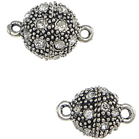 Tibetan Style Magnetic Clasp, Oval, antique silver color plated, different size for choice & with rhinestone & single-strand, nickel, lead & cadmium free, Hole:Approx 1mm, 30PCs/Lot, Sold By Lot