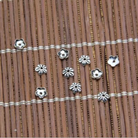 Thaiföld Ezüst gyöngy Caps, Virág, 4mm, Lyuk:Kb 0.5mm, 600PC-k/Lot, Által értékesített Lot