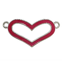 Heart Tibetan Style Connector, platinum color plated, enamel & 1/1 loop, purplish red, nickel, lead & cadmium free, 38x18x2mm, Hole:Approx 2mm, 100PCs/Lot, Sold By Lot
