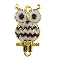 Animal Zinc Alloy Connector Owl gold color plated enamel & 1/1 loop nickel lead & cadmium free Approx 2mm Sold By Lot