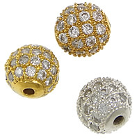 Cubic Zirconia Micro Pave Brass Beads Round plated micro pave cubic zirconia nickel lead & cadmium free 6mm Approx 1mm Sold By Lot
