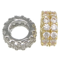 Cubic Zirconia Micro Pave Brass Beads Donut plated micro pave cubic zirconia nickel lead & cadmium free Approx 4mm Sold By Lot
