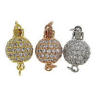 Brass Box Clasp Round plated micro pave cubic zirconia & single-strand nickel lead & cadmium free Approx 2mm Sold By Lot