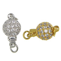 Brass Box Clasp Round plated micro pave cubic zirconia & single-strand nickel lead & cadmium free Approx 2mm Sold By Lot