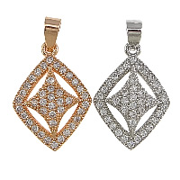 Cubic Zirconia Micro Pave Brass Pendant Rhombus plated micro pave cubic zirconia nickel lead & cadmium free Approx Sold By Lot
