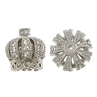 Brass Bail Beads Crown platinum plated micro pave cubic zirconia & hollow nickel lead & cadmium free Approx 1mm Sold By Lot