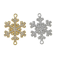Cubic Zirconia Micro Pave Brass Connector, Snowflake, plated, micro pave cubic zirconia & 1/1 loop, more colors for choice, nickel, lead & cadmium free, 18x25x2mm, Hole:Approx 1.5mm, 15PCs/Lot, Sold By Lot