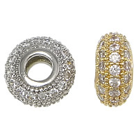 Cubic Zirconia Micro Pave Brass Beads Rondelle plated micro pave cubic zirconia nickel lead & cadmium free Approx 4mm Sold By Lot