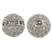Cubic Zirconia Micro Pave Brass Beads Round platinum plated micro pave cubic zirconia & hollow nickel lead & cadmium free Approx 2mm Sold By Lot