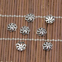 Thaiföld Ezüst gyöngy Caps, Virág, 7.5mm, Lyuk:Kb 0.5mm, 200PC-k/Lot, Által értékesített Lot