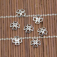 Thailand Sterling Silver, Four Leaf Clover, 8mm, Hole:Approx 0.5mm, 200PCs/Lot, Sold By Lot