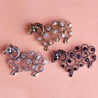 Rhinestone Brooch, Tibetan Style, Sheep, plated, with rhinestone, more colors for choice, nickel, lead & cadmium free, 50x33mm, 10PCs/Lot, Sold By Lot