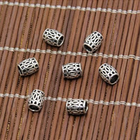 Thailand Sterling Silver Large Hole Bead, Drum, hollow, 7x5mm, Hole:Approx 3mm, 80PCs/Lot, Sold By Lot