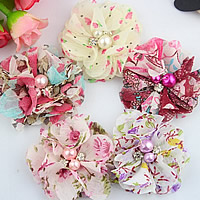 Hair Accessories DIY Findings Chiffon with Glass Pearl for children & with rhinestone & mixed 55mm Sold By Lot